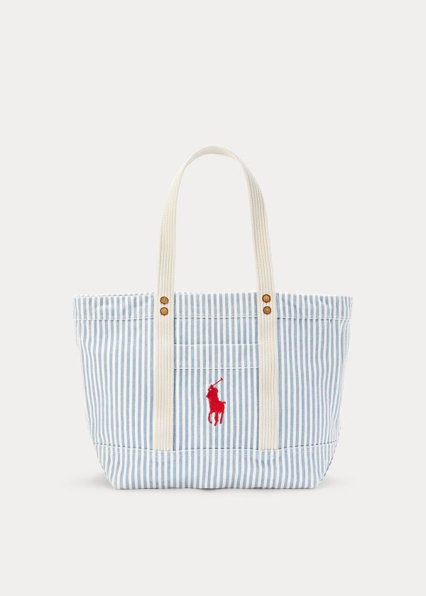 Sacolas Polo Ralph Lauren Lona Striped Medium Mulher 07512-EOHJ